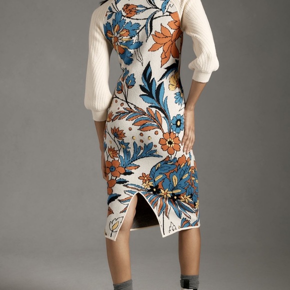 SOLD!!!Anthropologie Neutral Pattern Sweater Dress | Size Small | NWT - Picture 3 of 9